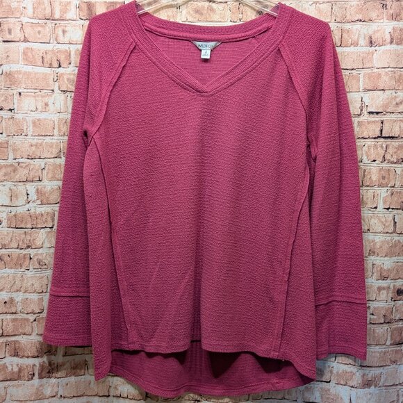 WildFox Haley Brushed Top Waffle Knit PINK Size Med - Picture 1 of 11